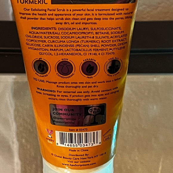 Spa Scriptions Tumeric Exfoliating Facial Scrub CLEAN AND UNCLOGS PORES new 5 oz - Picture 5 of 7